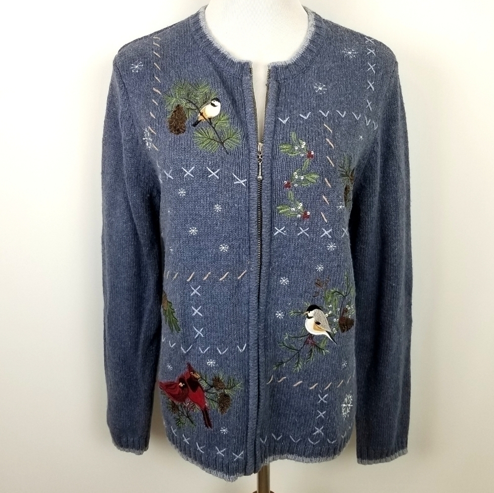 Croft & Borrow Christmas Zip-Up Sweater | sz M